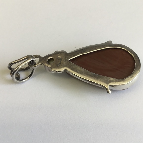 .925 Sterling Silver Tigers Eye & Pearl Pendant - Picture 4 of 7